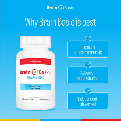 Brain Basics Ultra NAC | Glutathione Precursor for Brain, Liver Health & Immune Support | 90 Servings