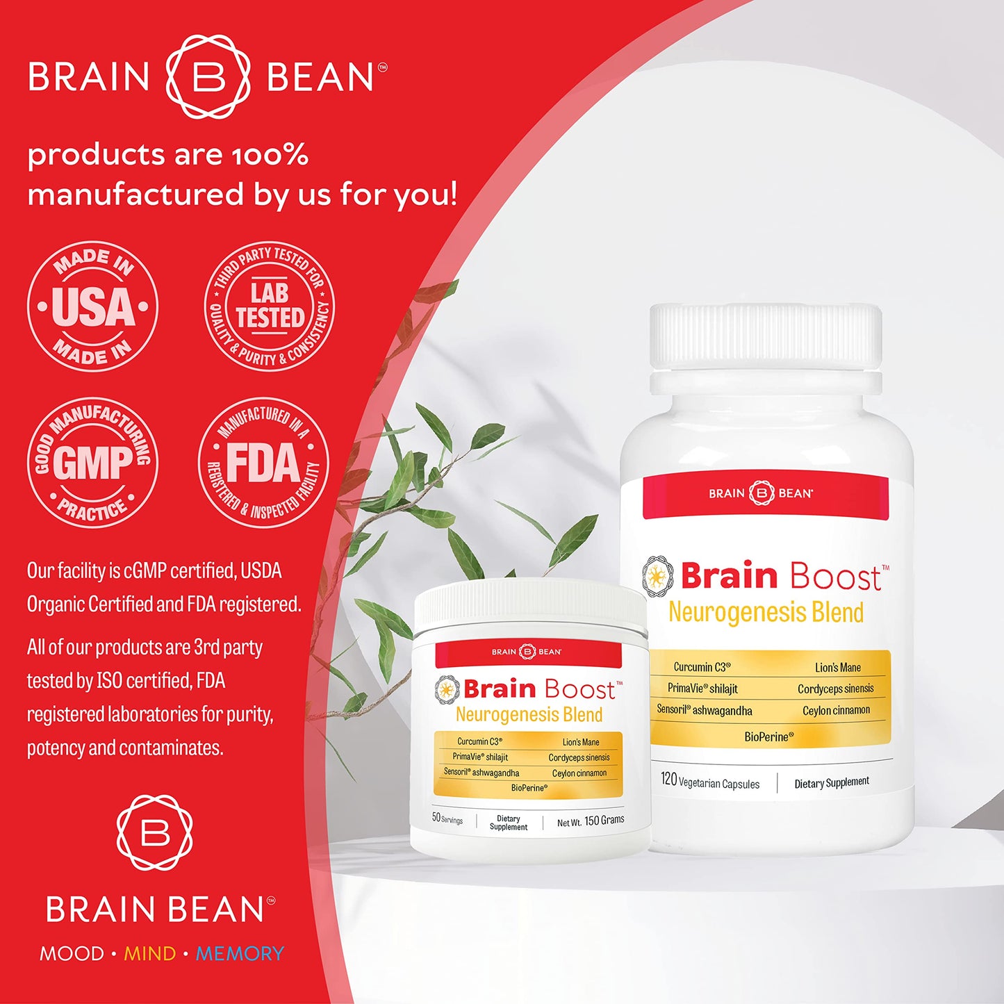 Brain Bean Brain-Boost (Formerly Brain Boost) - Mood, Mind & Memory Support