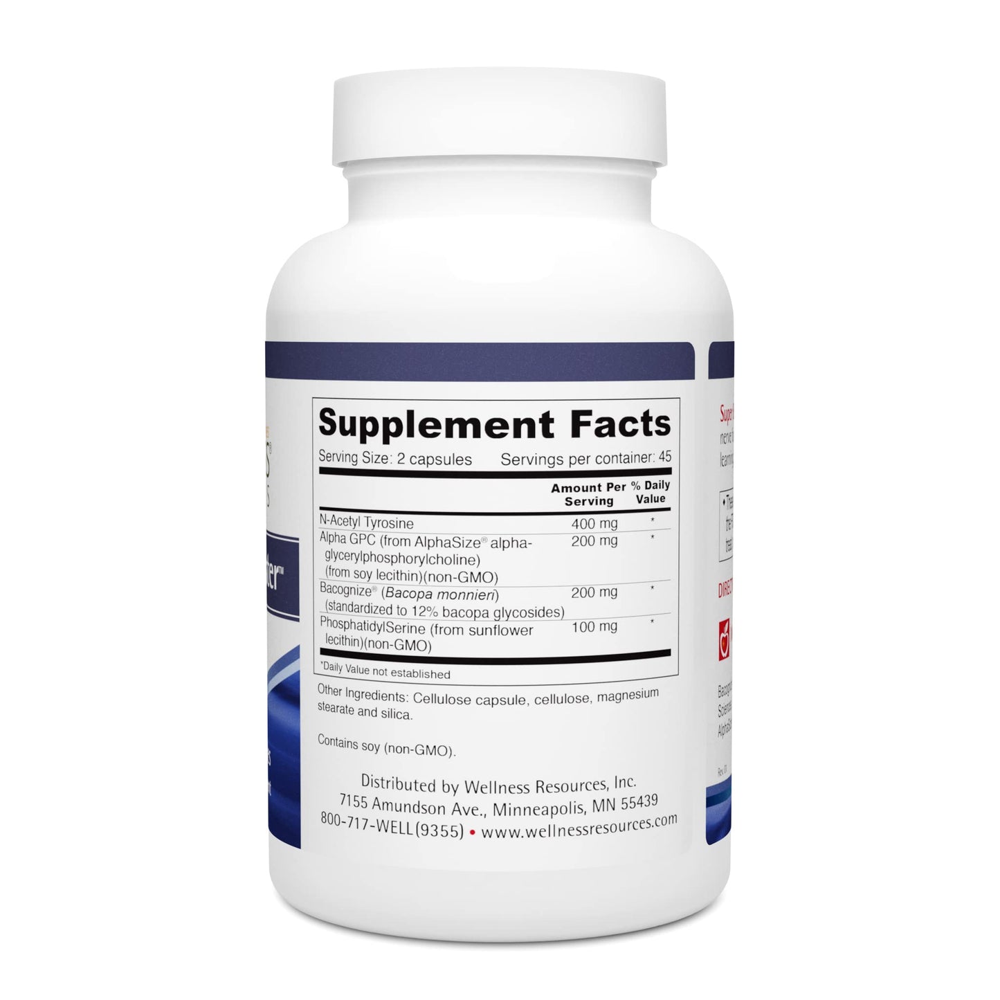 Wellness Resources Super Brain Booster – Phosphatidylserine, N-Acetyl Tyrosine, Alpha GPC & Bacopa (90 Capsules)
