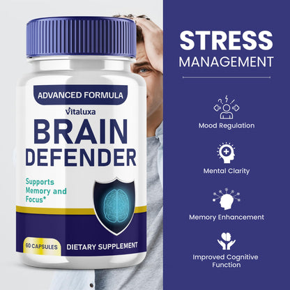 Brain Defender Supplement – Focus & Memory Nootropic Capsules (60 Count)