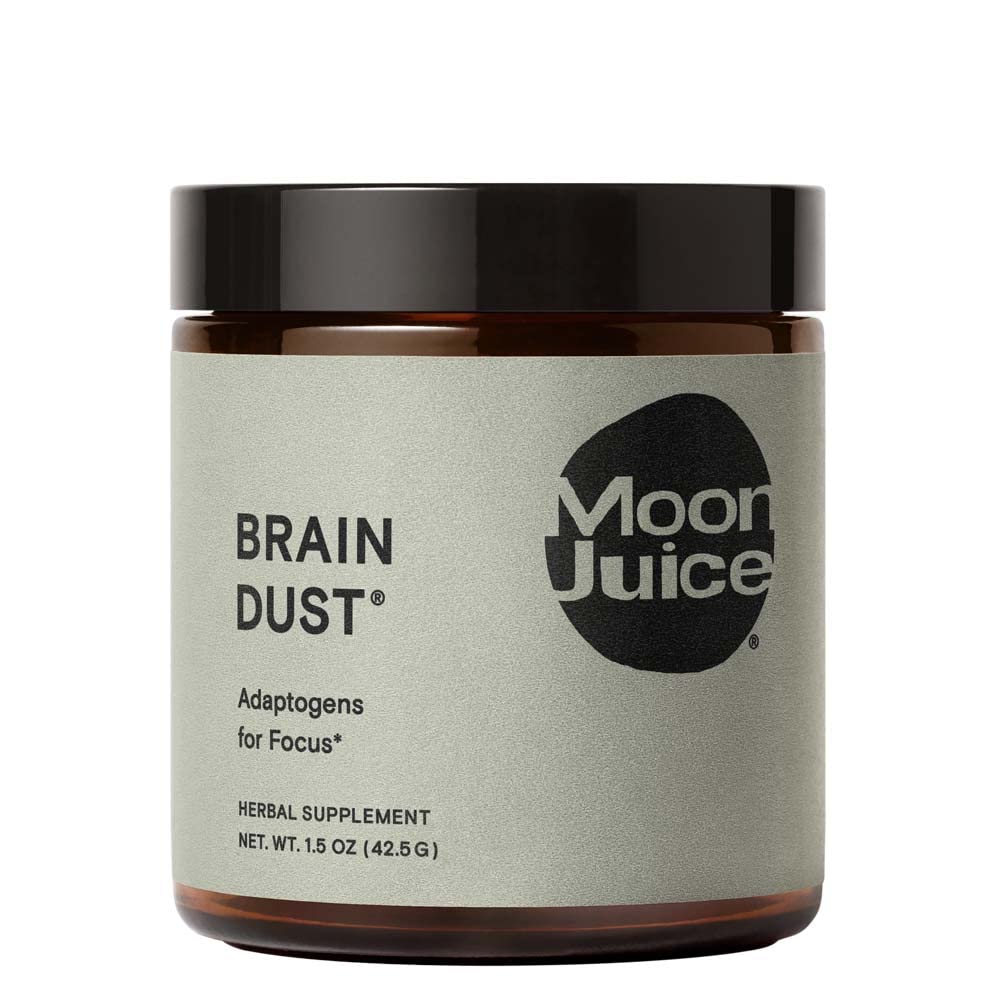 Moon Juice Brain Dust - Adaptogenic Mushroom Support for Focus, Memory & Clarity | Lion’s Mane, Ginkgo Biloba & Ashwagandha - Caffeine-Free, Vegan - 1.5 oz