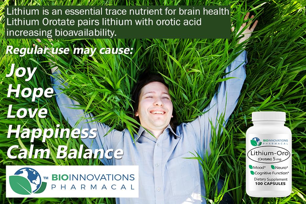 EcoIntegratives Pharmacal Lithium Orotate 5 mg - Mood, Memory & Cognitive Support | 100 Caps