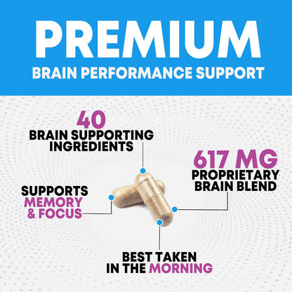Brain Memory Supplement Pills - 3X Strength Nootropics for Concentration, Clarity & Focus