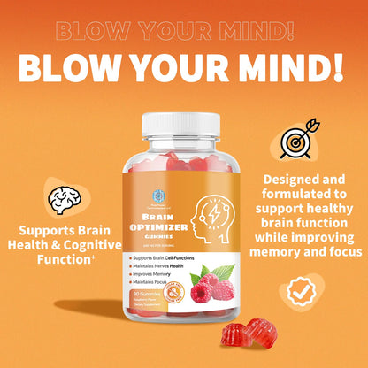 Brain Optimizer Gummies - Brain Support for Memory, Focus & Attention (Raspberry)