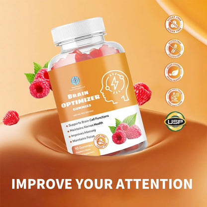 Brain Optimizer Gummies - Brain Support for Memory, Focus & Attention (Raspberry)