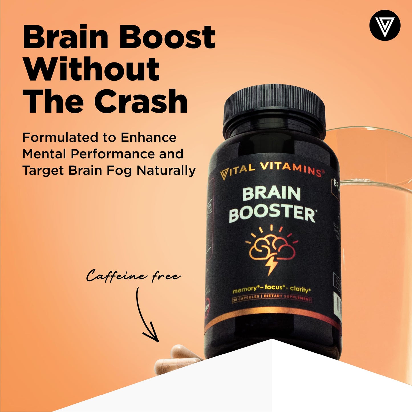 Vital Vitamins Brain Booster (2-Pack) — Memory & Focus Nootropics, Caffeine-Free