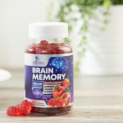 Brain Supplements for Memory & Focus Gummies - 60 Vegan Gummies | Nature's Nutrition