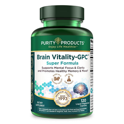 Purity Products Brain Vitality GPC Super Formula - Acetyl L-Carnitine + Alpha GPC + Phosphatidylserine - 120 Caps