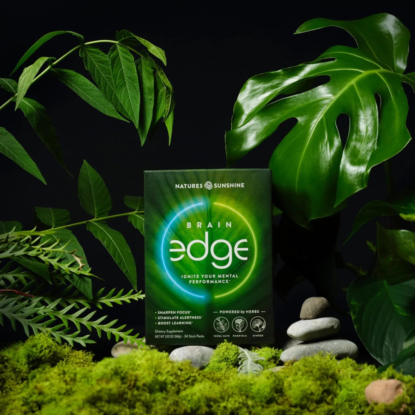 Nature's Sunshine Brain Edge - 24 Stick Packs for Focus & Memory