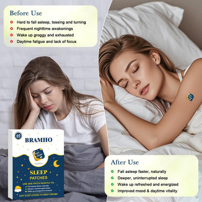 BRAMHO Sleep Patches for Adults - Melatonin, Magnesium & Sour Cherry - Plant-Based Sleep Aid - 60 Count