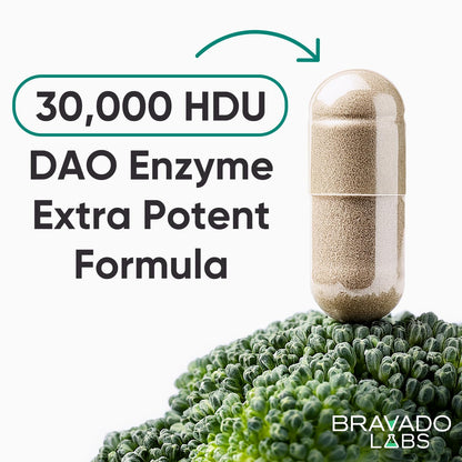Bravado Labs DAO Histamine Blocker – Extra Potent 30,000 HDU Enzyme, Digest & Immune Support, 120 Caps