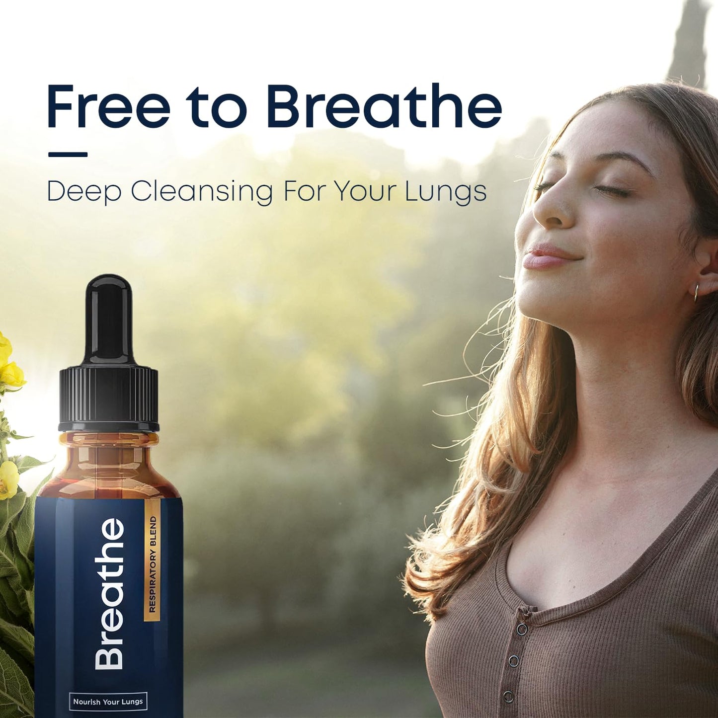Herbal Tea Therapy Breathe 8-in-1 Mullein Drops – Peppermint, Thyme & Mullein Leaf, 2 oz, USA Made