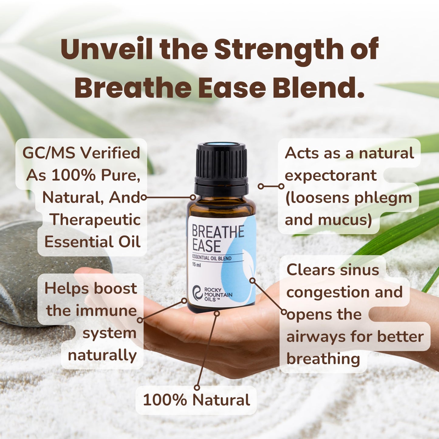 Rocky Mountain Oils Breathe Ease Essential Oil Blend - Diffuser & Topical - 15ml