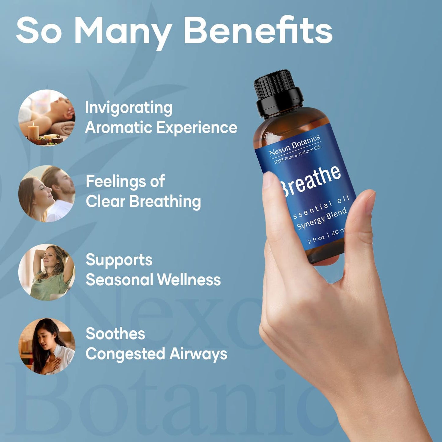 Breathe Essential Oil Blend 60 ml – Sinus Relief with Menthol | Nexon Botanics