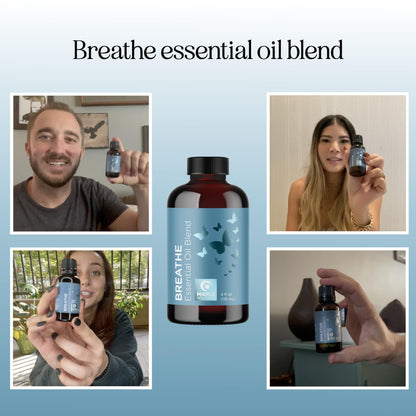Breathe Essential Oil for Diffuser - Invigorating Eucalyptus Peppermint Tea Tree Mint Blend (4 oz)