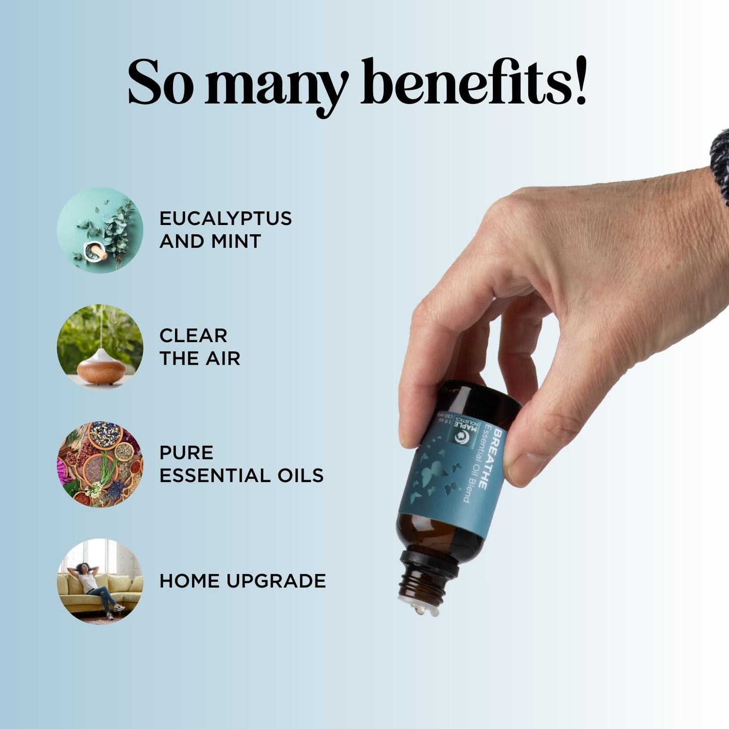 Breathe Essential Oil for Diffuser - Eucalyptus Peppermint Tea Tree Mint Blend | 1 Fl Oz