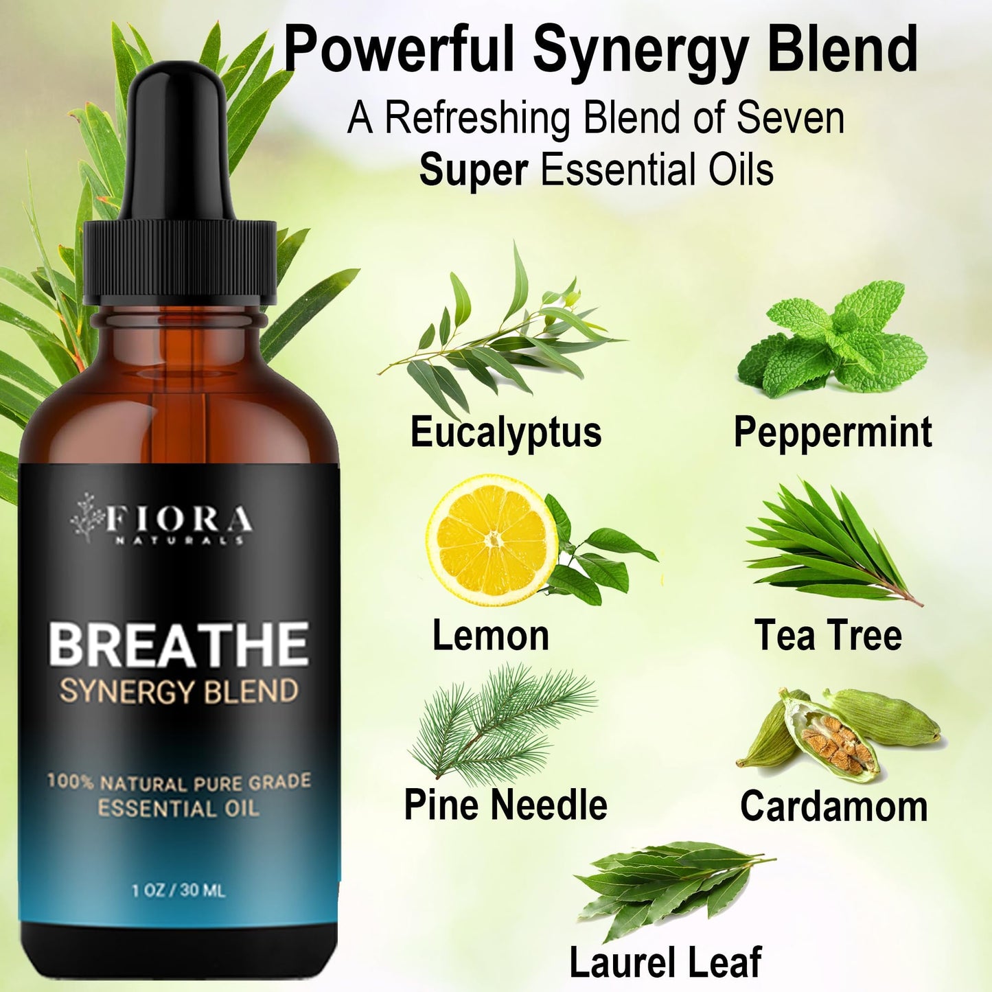 Breathe Essential Oil Blend for Diffuser – Eucalyptus, Peppermint & Tea Tree