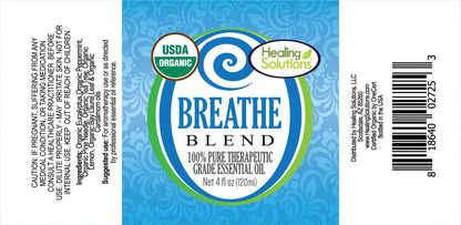 Healing Solutions Breathe Essential Oil Blend – 4 oz, Organic & Pure