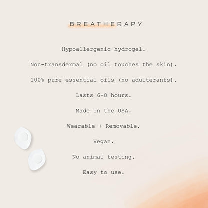Breatherapy Aromatherapy Breathe Patches – Pure Eucalyptus & Peppermint Essential Oils for Clear Breathing | 8-Pack