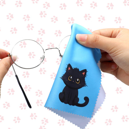 Breling 24 Pack Cat Pattern Microfiber Cleaning Cloths – Glasses & Screen Cleaner (15x15 cm)