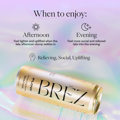 BRĒZ FLOW Lion’s Mane Drink, 12 Pack — Lemon Elderflower (Non-Alcoholic)