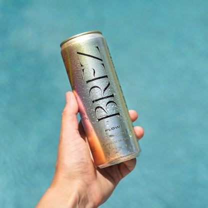 BREZ FLOW Lion’s Mane Mushroom Drink, 8-Pack, Non-Infused, Adaptogens, Relieving, Uplifting, and Social, Sparkling Lemon Elderflower Tonic 12 Fl oz