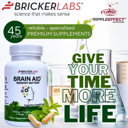 Bricker Labs Brain Aid Memory Matters – Nootropic Brain Supplement with Neumentix Spearmint Extract, 90 Capsules