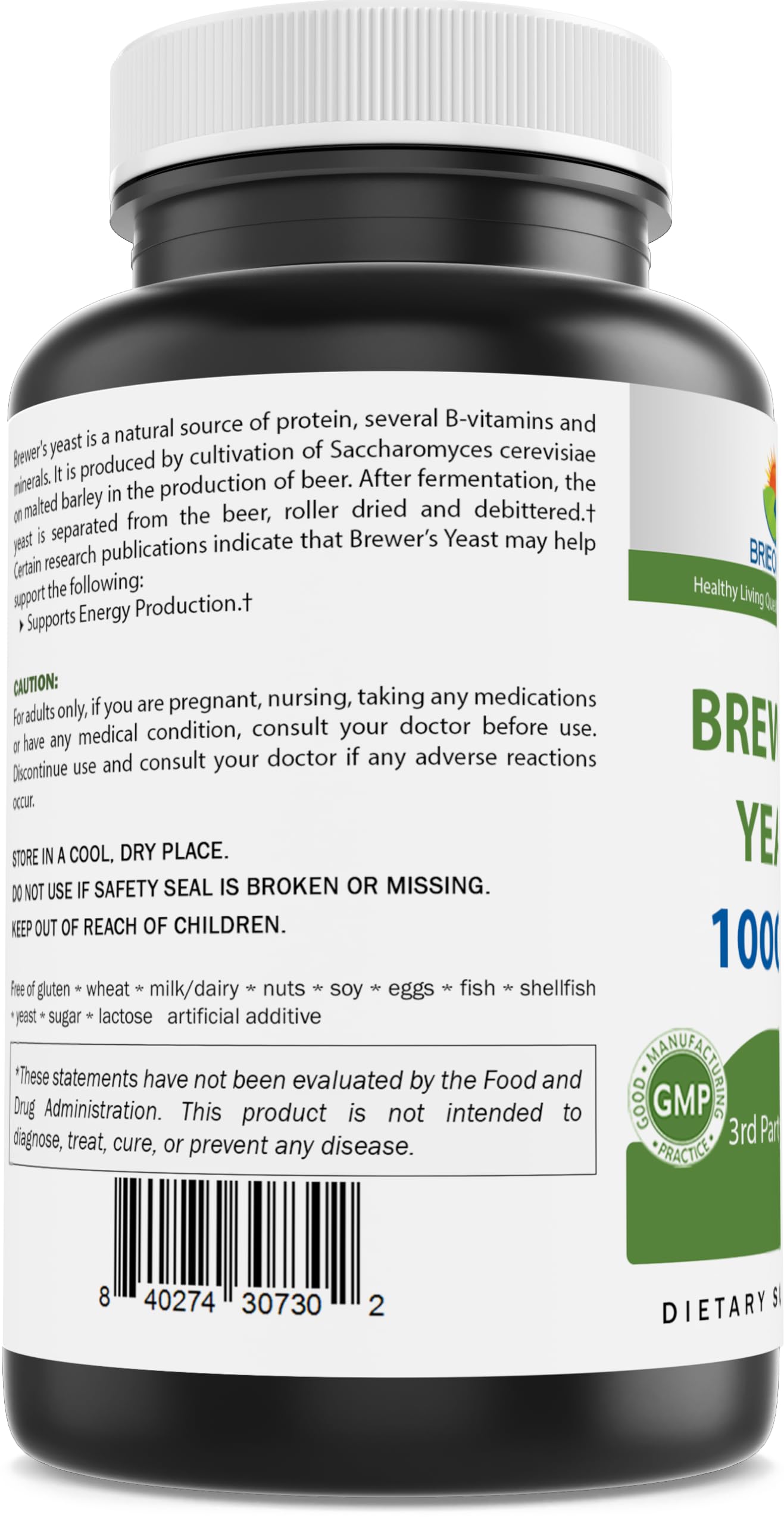 Brieofood Brewers Yeast 1000 mg – 240 Tablets (Pack of 2) – Lab Tested