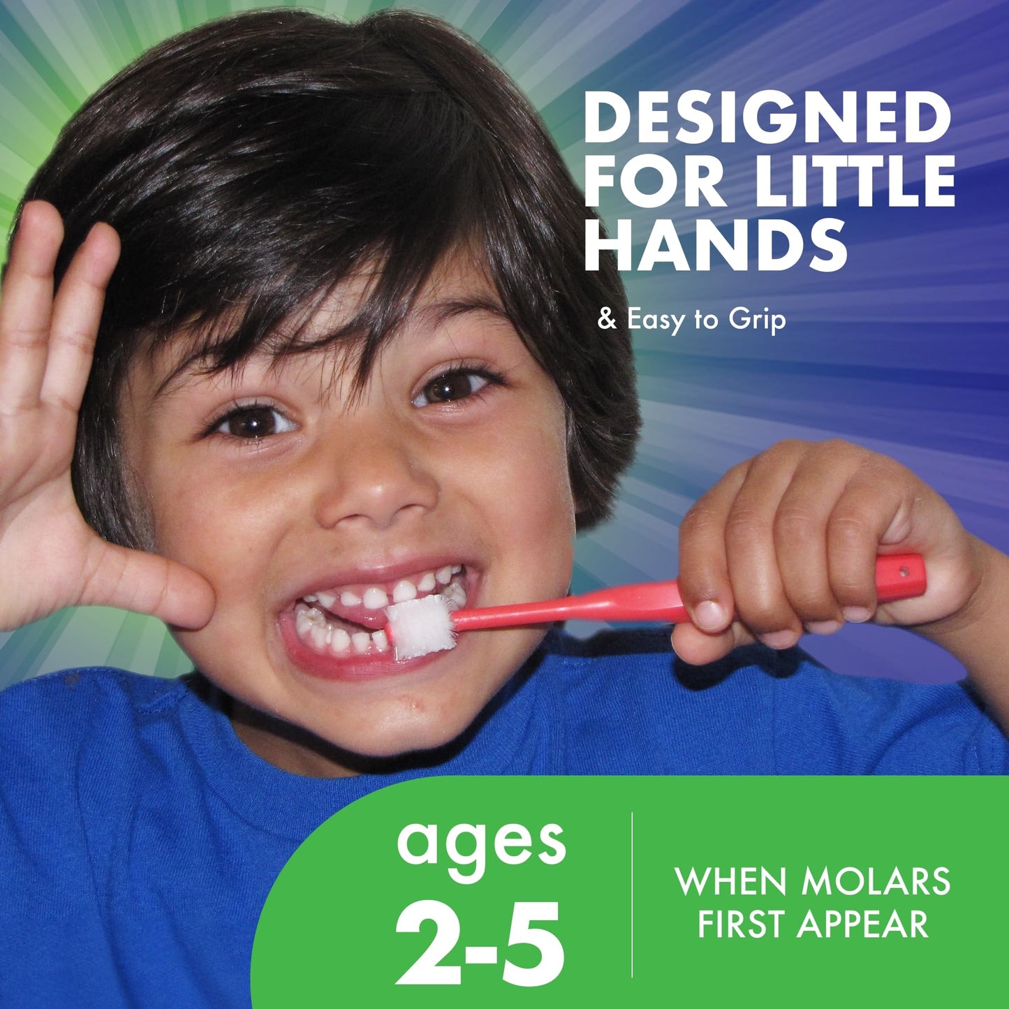 Brilliant Oral Care Child Toothbrush – Soft Bristles, Round Head, Sky Blue, 3 Pack (Ages 2-5)