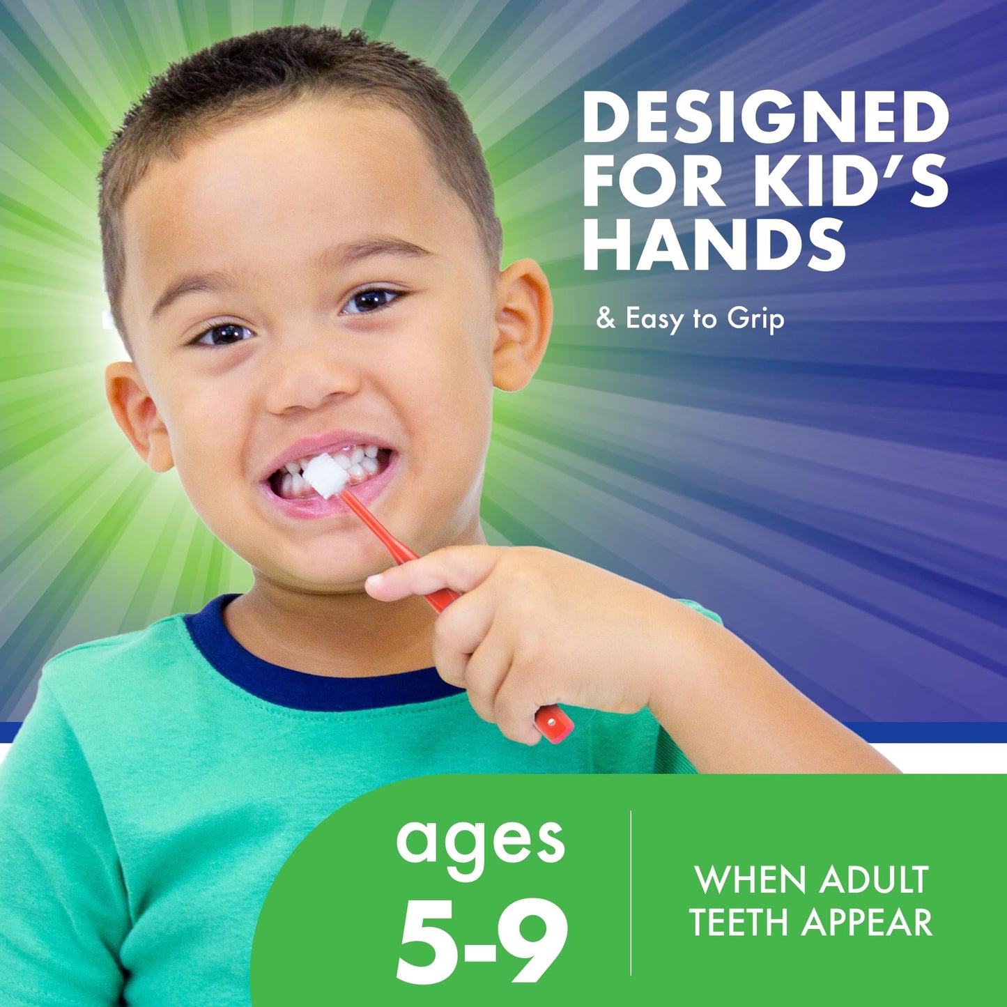 Brilliant Oral Care Kids Toothbrush – Teal, 360° Round Head, Ultra-Soft Bristles (Ages 5–9) – 1 Pack