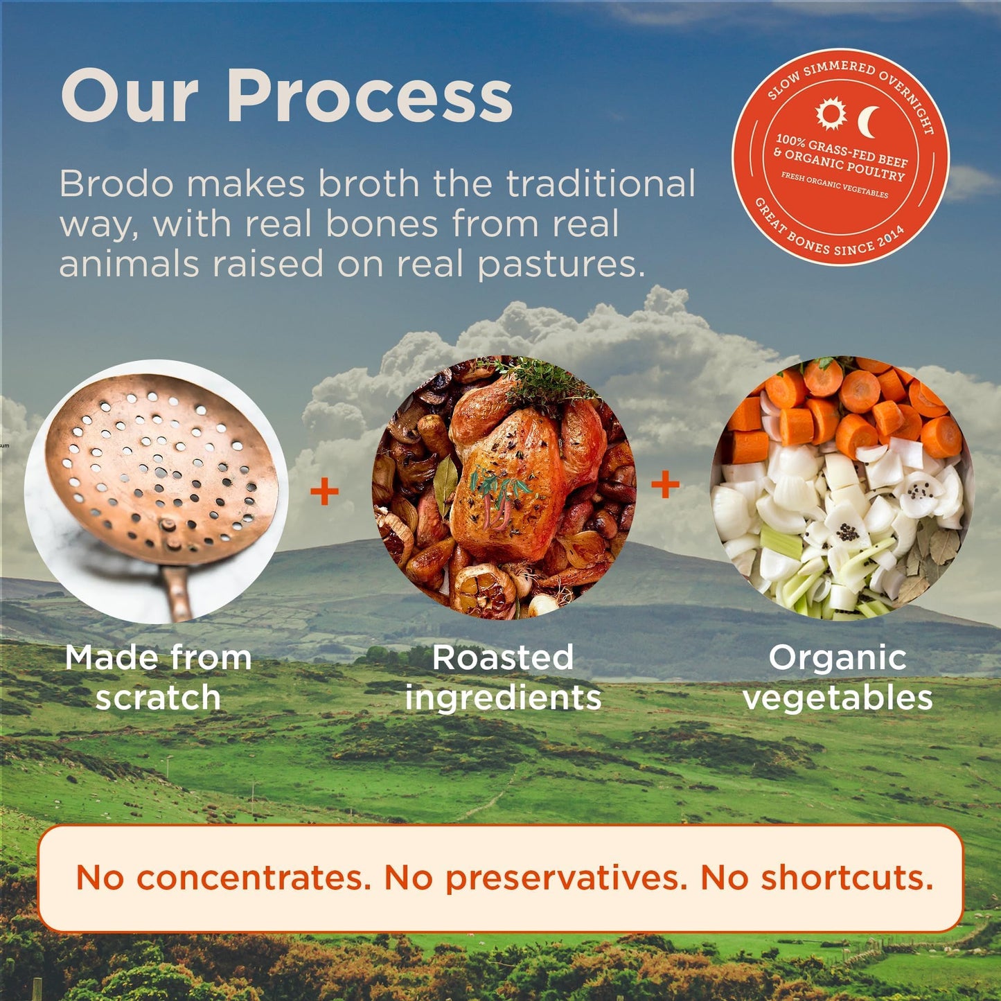 Brodo Organic Chicken Bone Broth with Collagen — Low Sodium, Protein-Rich (4x25 oz Pouches)