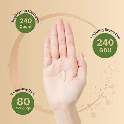 NatureBell Bromelain 1,000mg per Serving | 240 Veggie Capsules | 2,400 GDU | Digestive Enzymes & Joint Support