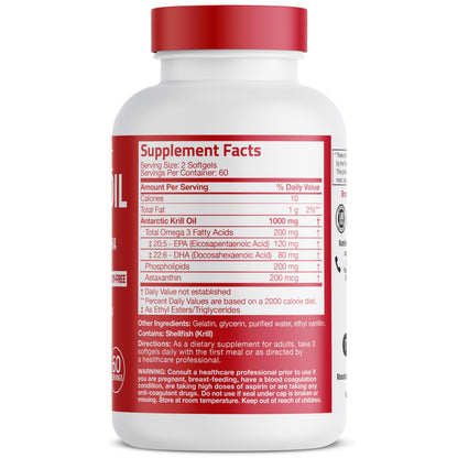 Bronson Antarctic Krill Oil 1000 mg with Omega-3s | 120 Softgels