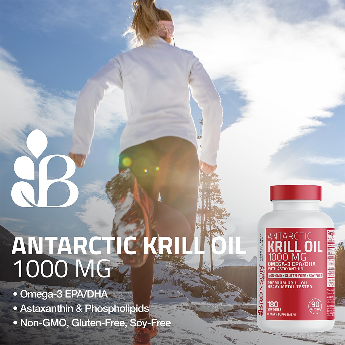 Bronson Antarctic Krill Oil 1000 mg with Omega-3s | 120 Softgels