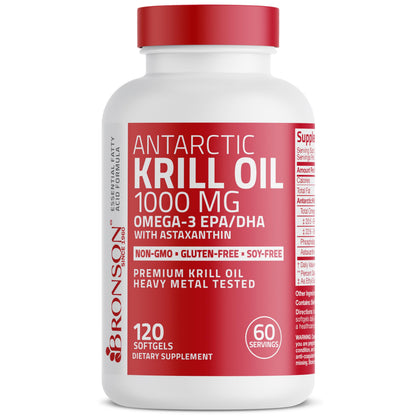 Bronson Antarctic Krill Oil 1000 mg with Omega-3s | 120 Softgels