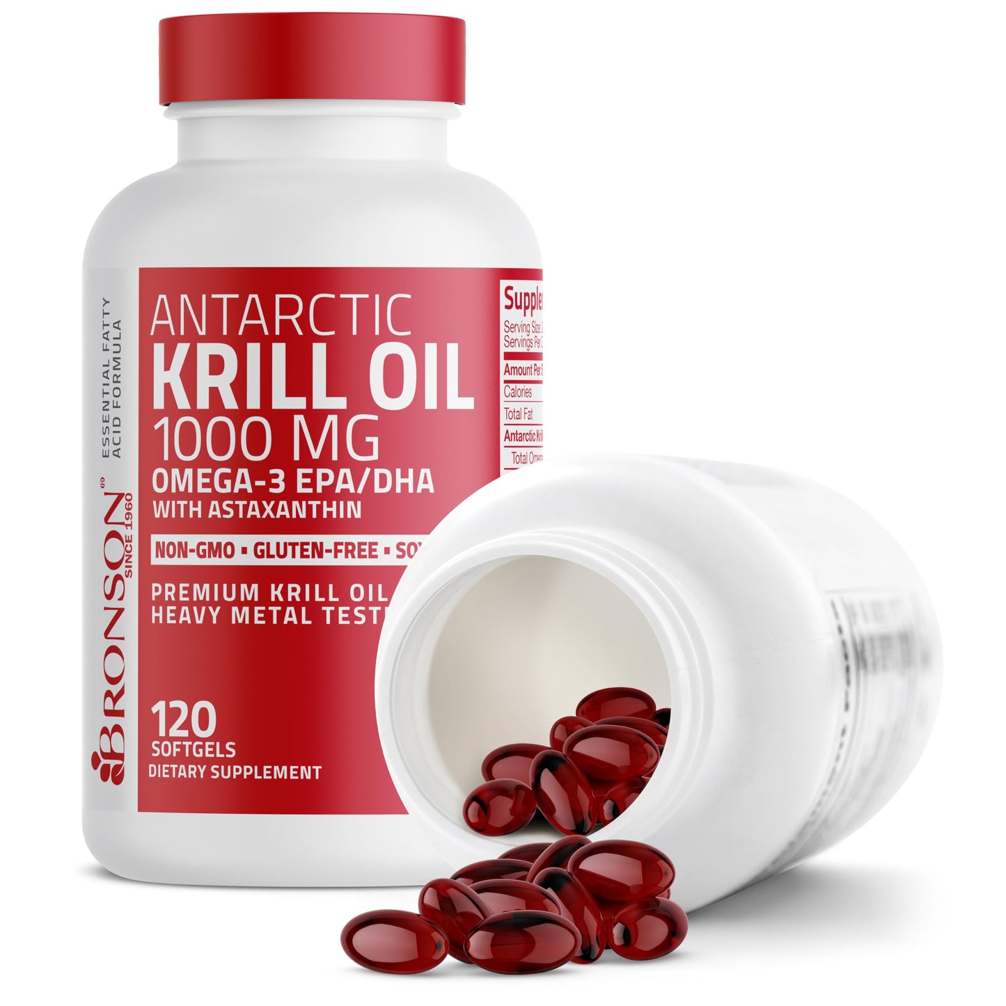 Bronson Antarctic Krill Oil 1000 mg with Omega-3s | 120 Softgels