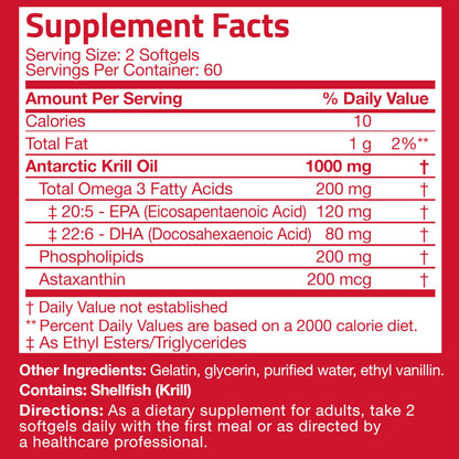 Bronson Antarctic Krill Oil 1000 mg with Omega-3s | 120 Softgels