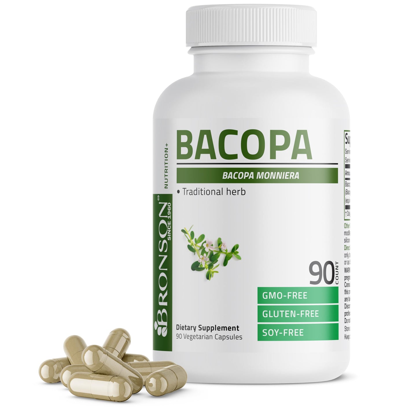 Bronson Bacopa Supports Brain Function & Mental Performance – Non-GMO, 90 Veg Capsules
