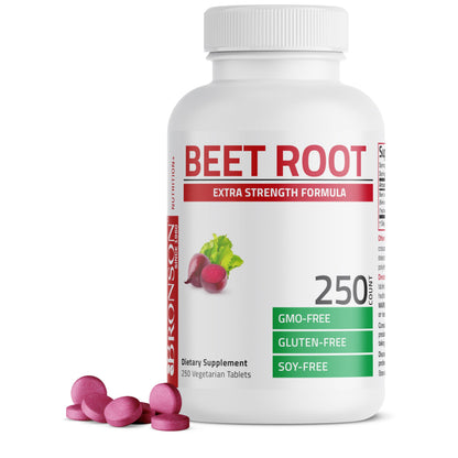 Bronson Beet Root Extra Strength – Non-GMO, 250 Vegetarian Tablets