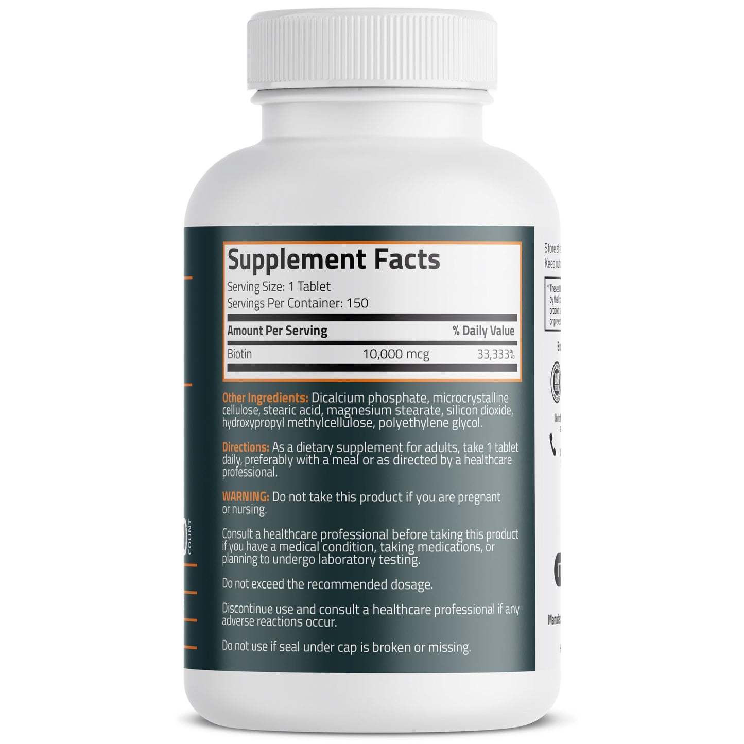 Bronson Biotin 10,000mcg – Hair, Skin & Nails Support | 150 Tablets | Vegetarian, Non-GMO