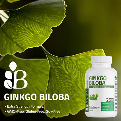 Bronson Ginkgo Biloba Extra Strength - Brain Function & Memory Support, 120 Vegetarian Capsules