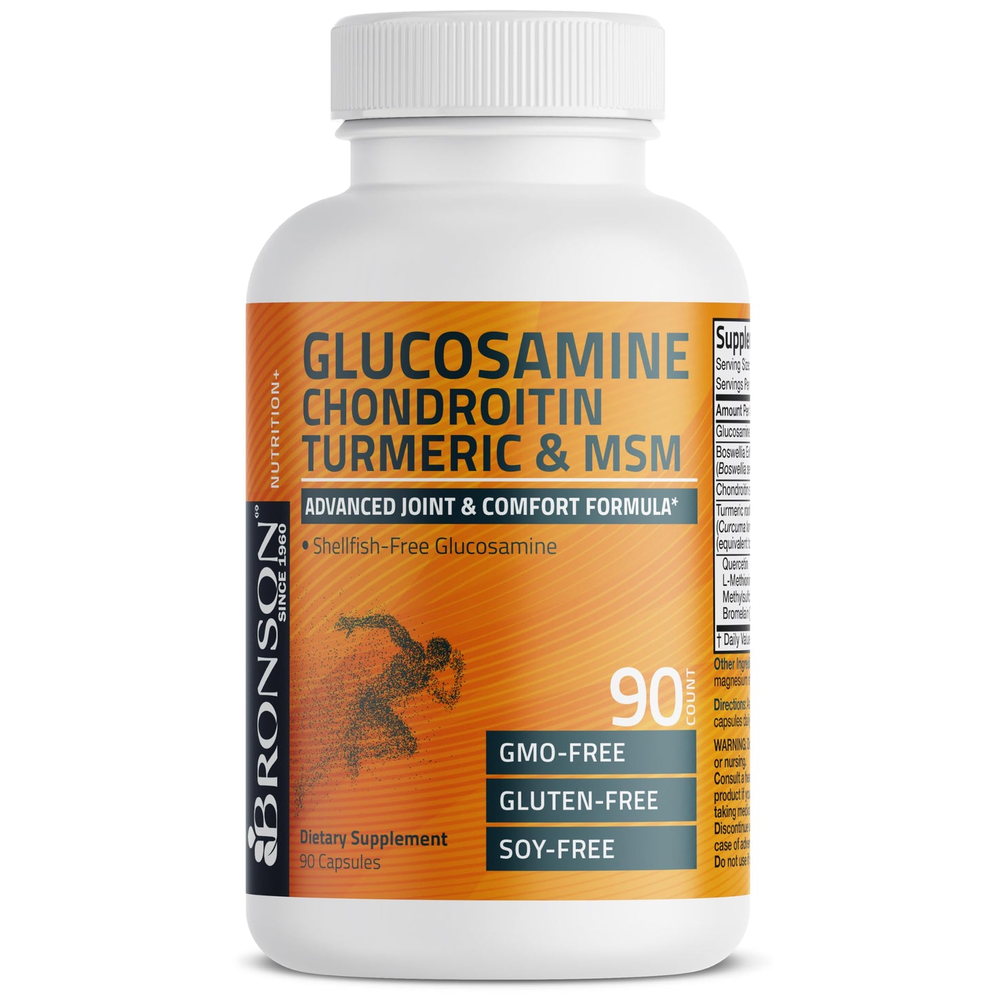 Bronson Glucosamine Chondroitin Turmeric & MSM – Advanced Joint & Cartilage Formula, Non-GMO, 90 Capsules