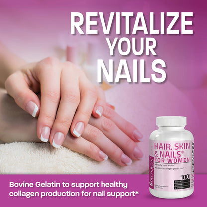 Bronson Hair, Skin & Nails with Biotin Extra Strength – Women’s Vitamin Supplement, 100 Capsules