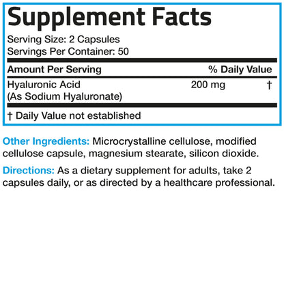 Bronson Hyaluronic Acid 200 MG – Joint Health & Skin Support | Non-GMO, 100 Vegetarian Capsules