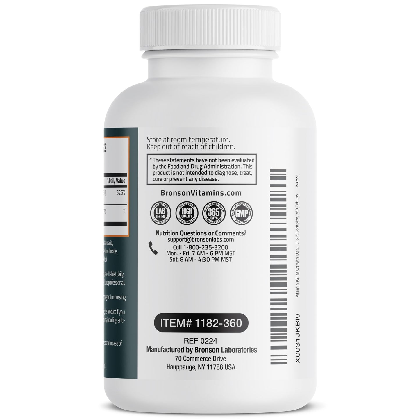 Bronson Vitamin K2 D3 MK-7 Supplement – Non-GMO, 360 Tablets