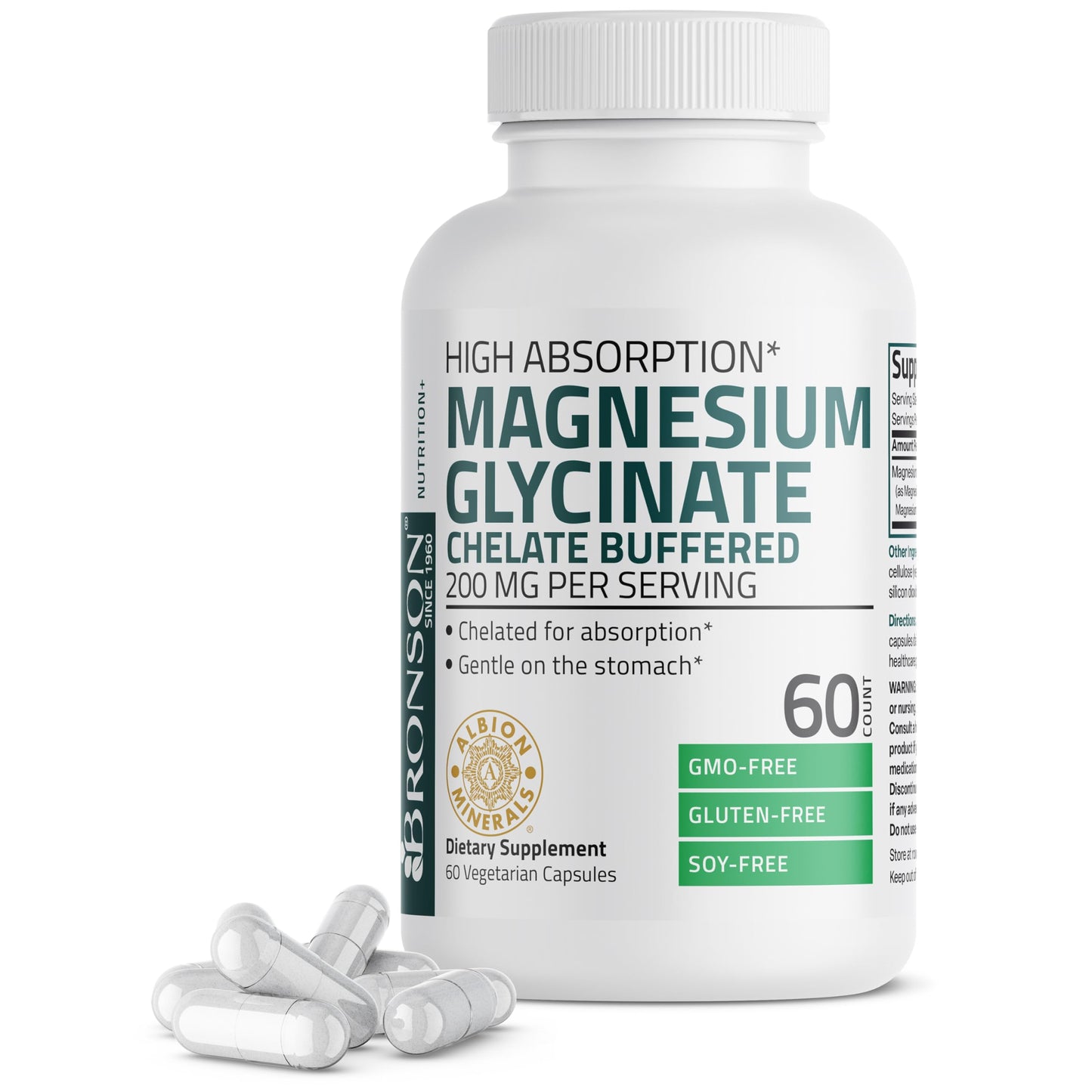 Bronson Magnesium Glycinate 200 mg Chelated, High Absorption