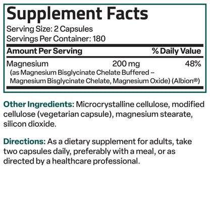 Bronson Magnesium Glycinate 200 mg – Chelated for High Absorption, Gentle on Stomach | Non-GMO, 360 Vegetarian Capsules