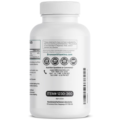 Bronson Magnesium Glycinate 200 mg – Chelated for High Absorption, Gentle on Stomach | Non-GMO, 360 Vegetarian Capsules
