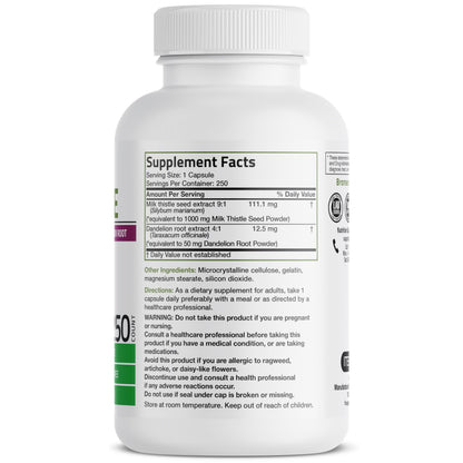 Bronson Milk Thistle Silymarin Marianum & Dandelion Root – Liver Health Support, 250 Capsules