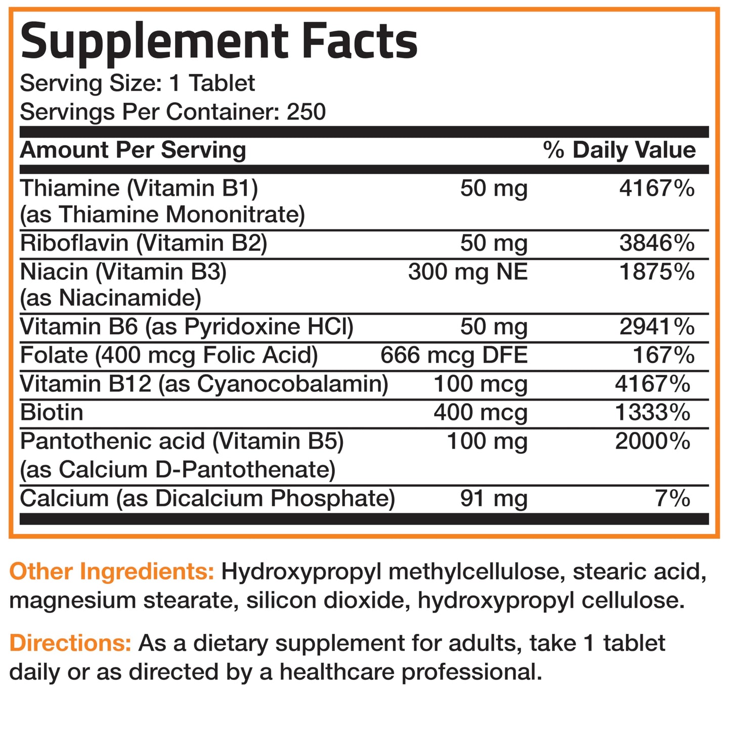 Bronson Super B Vitamin B Complex Sustained Release – 250 Tablets